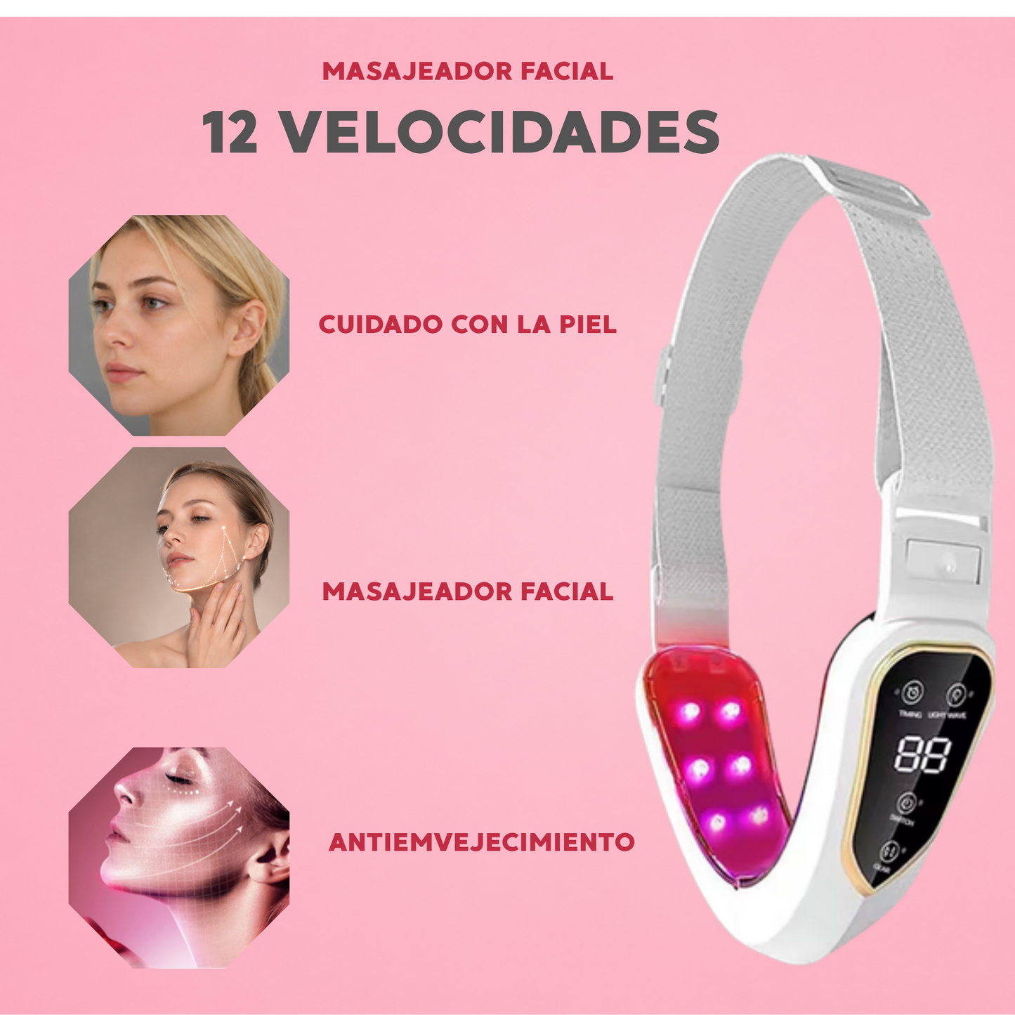 masajeador facial de 12 velocidades